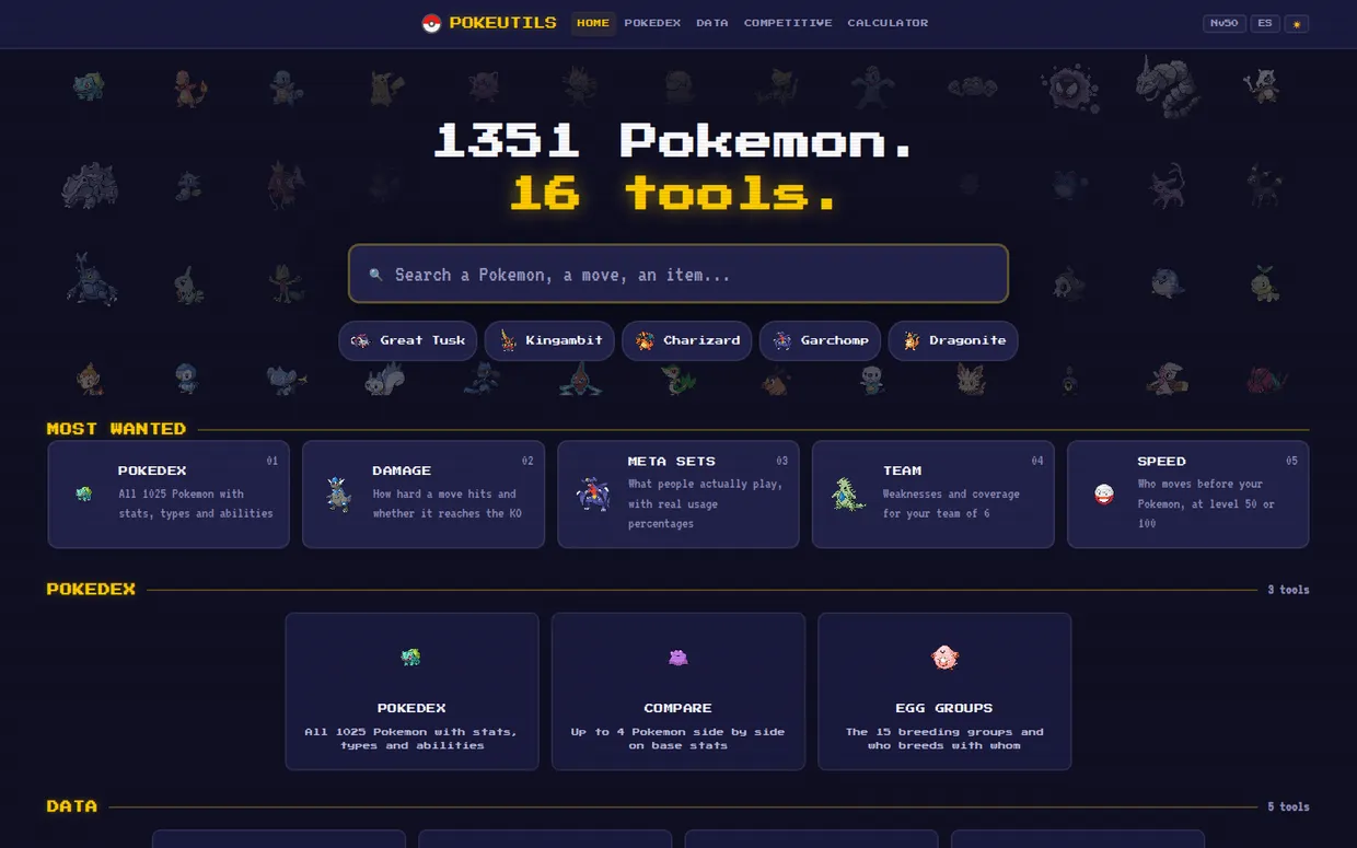 Main screen of PokeUtils